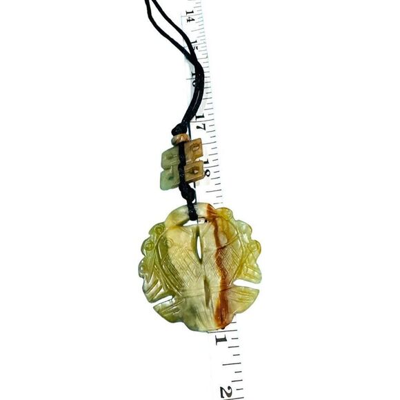 JADE JADEITE Antique Vintage Koi Fish Oriental Carved Pendant on Silk Cord Long - Picture 5 of 6